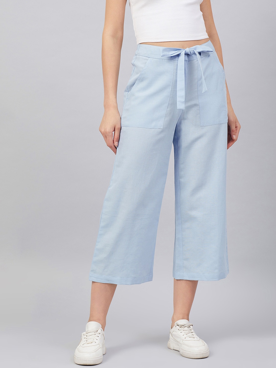 

Marie Claire Women Blue Regular Fit Solid Culottes