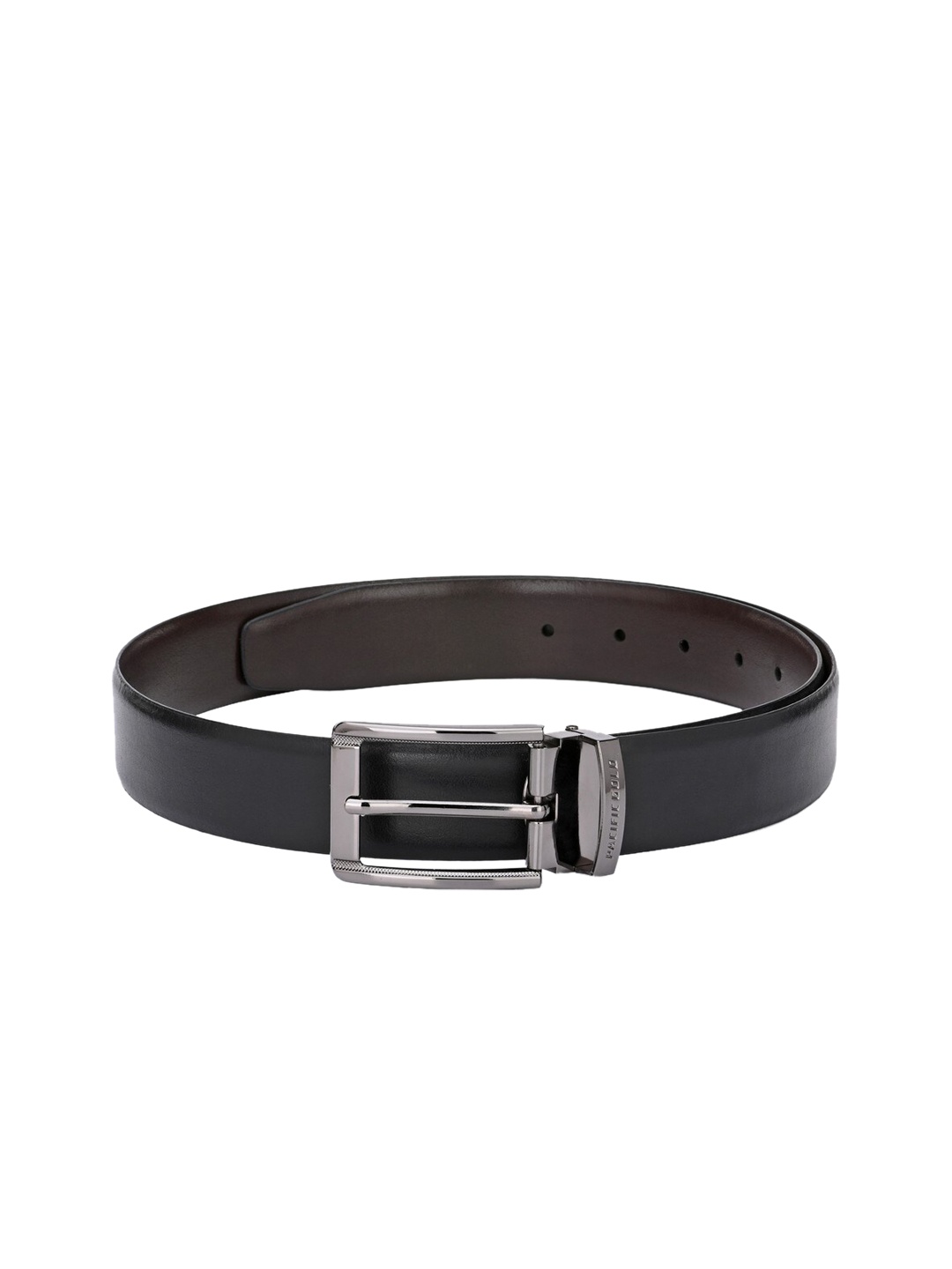 

Pacific Gold Men Black & Coffee Brown Textured Genuine Leather Reversible Belt