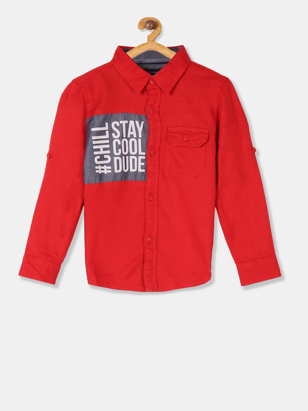 

Cherokee Boys Red Regular Fit Printed Casual Shirt