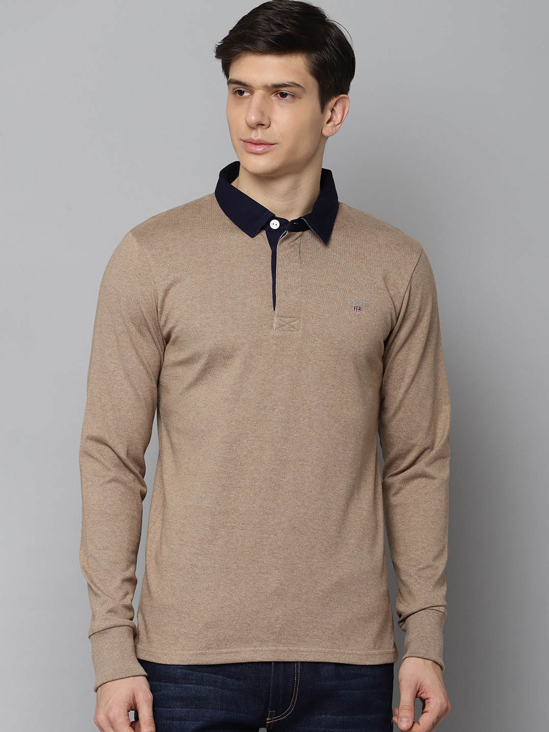 

GANT Men Brown Solid Polo Collar T-shirt