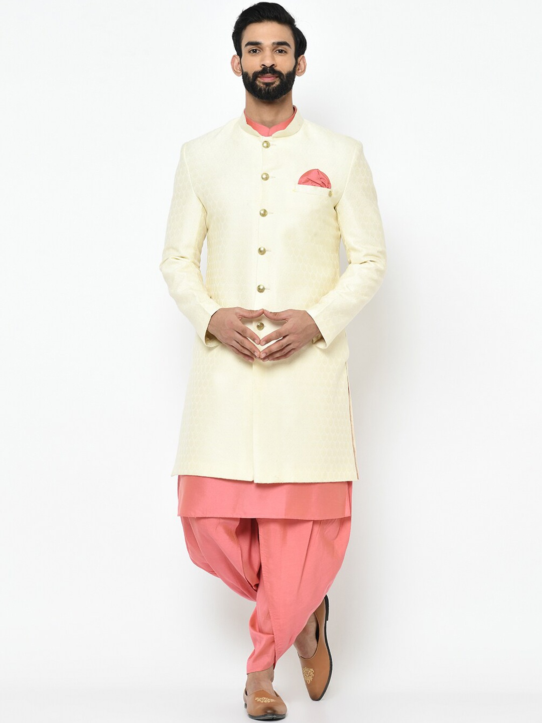 

KISAH Men Solid Indowestern Sherwani Set, White