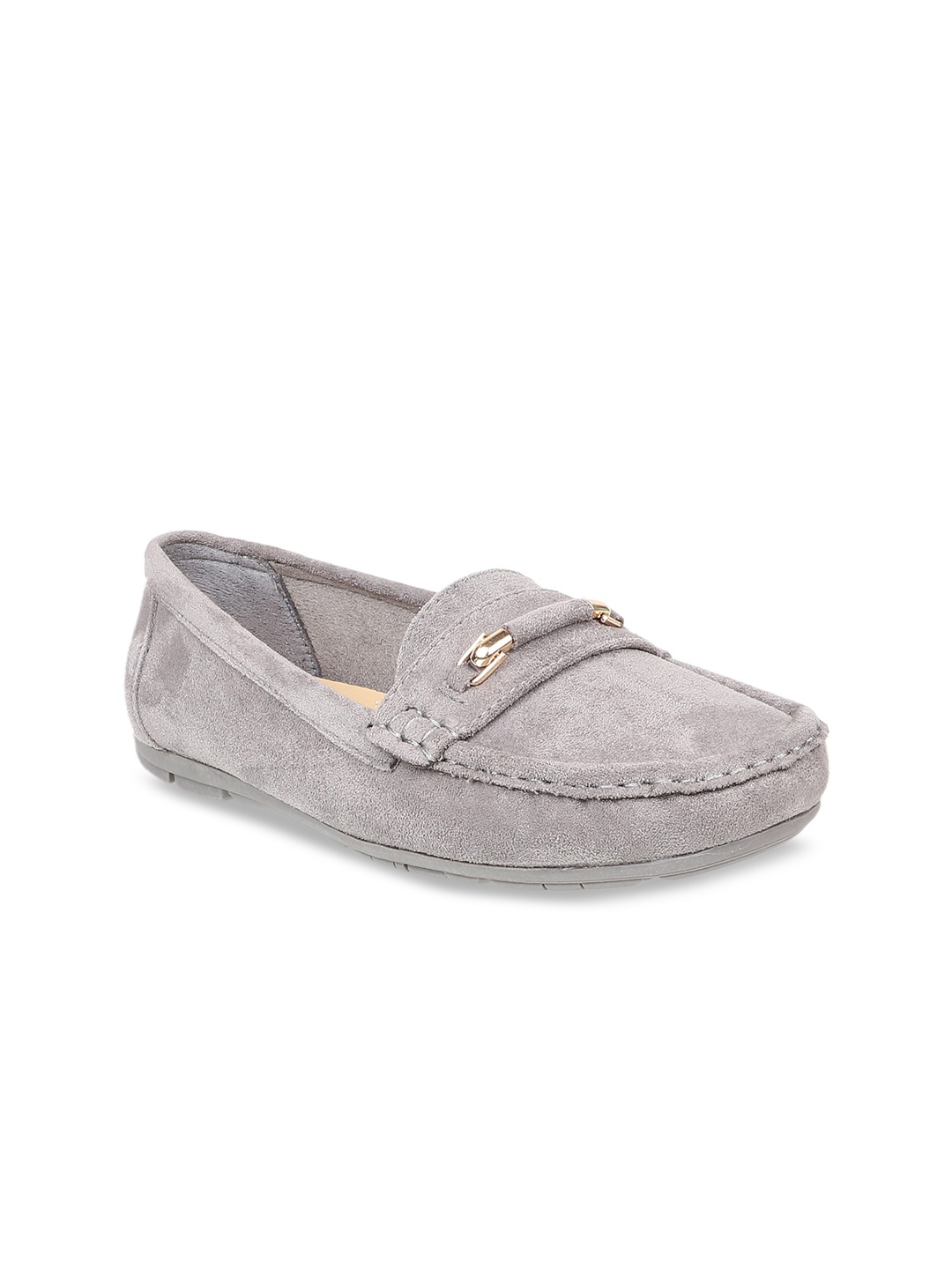 

Flat n Heels Women Grey Suede Loafers