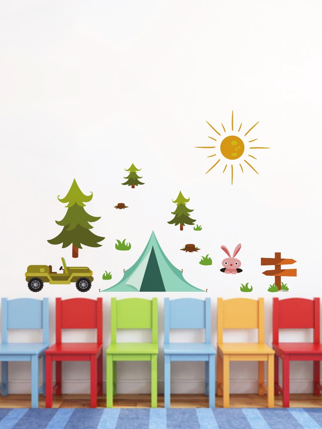 rawpockets Multicolour Adventure Printed Wall Sticker, Multi