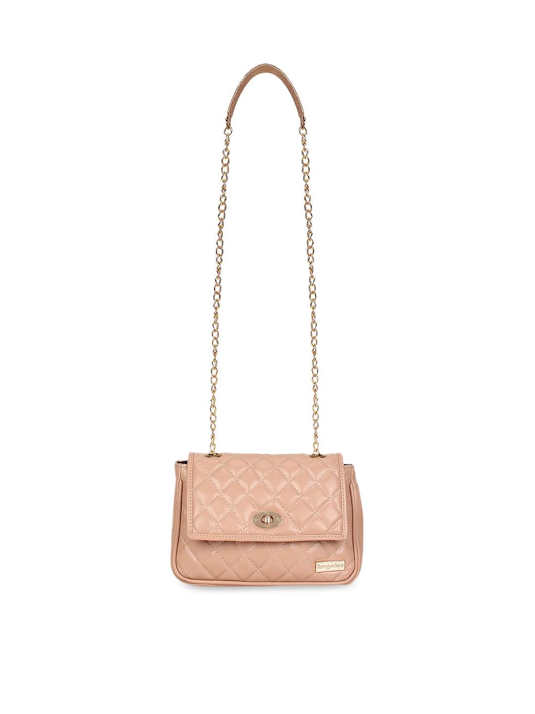 

Berrypeckers Peach-Coloured Quilted Sling Bag