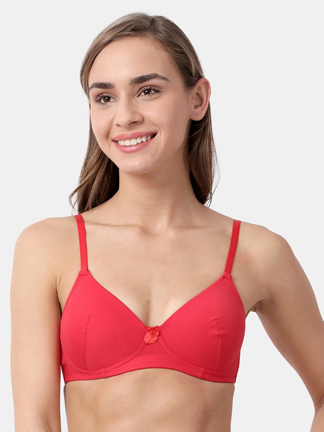 

Susie Red Solid Non-Wired Lightly Padded Everyday Bra SQ1018-Red