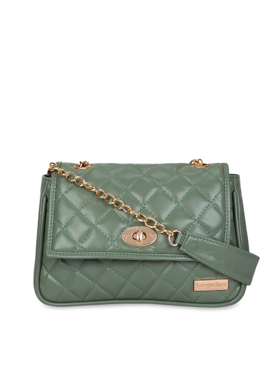 

Berrypeckers Green Textured Sling Bag