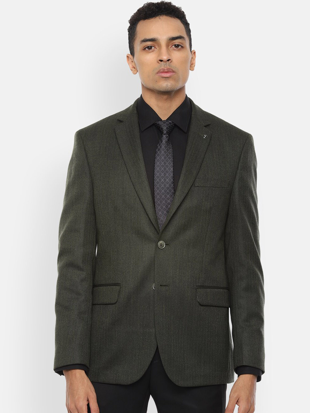 

Van Heusen Men Grey Solid Single-Breasted Slim-Fit Formal Blazer