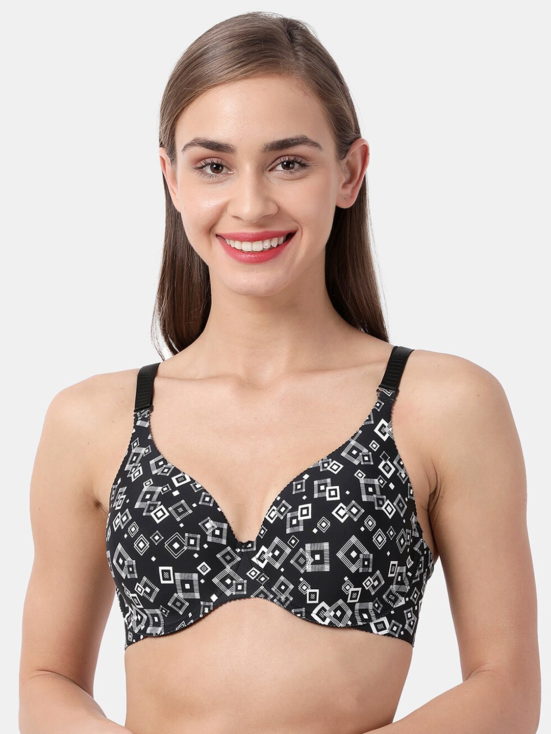 

shyaway Black & White Printed Under-Wired Lightly Padded Everyday Bra SY91037