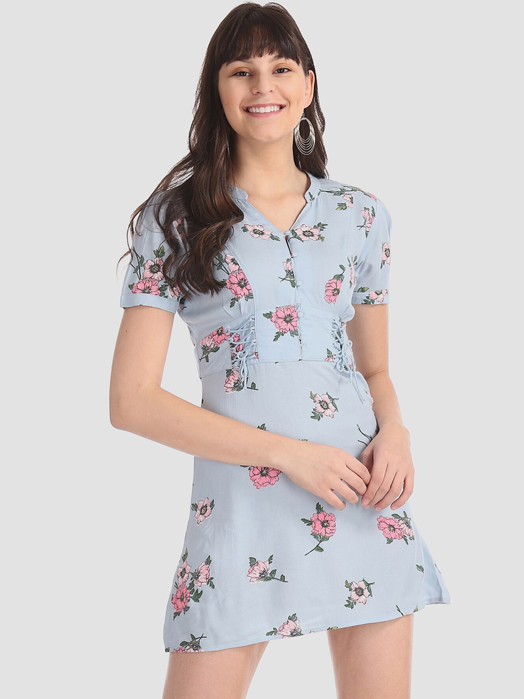 

Aeropostale Women Blue Printed Fit and Flare Dress