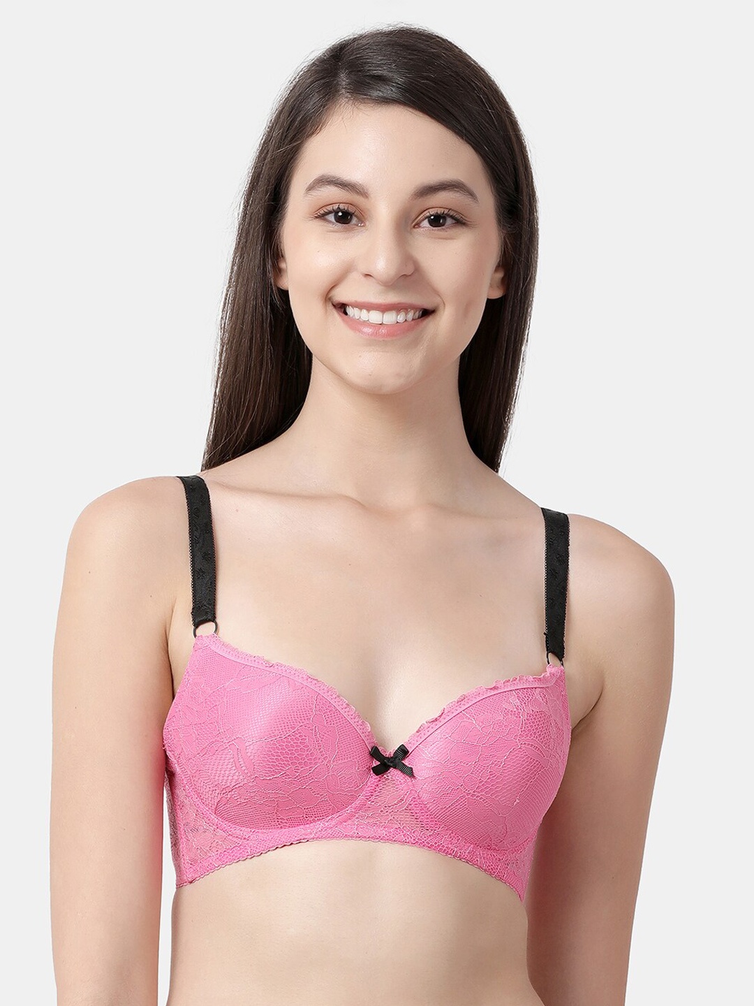 

Susie Women Pink Lace Lightly Padded Wireless Everyday Bra SK004-Milkshake
