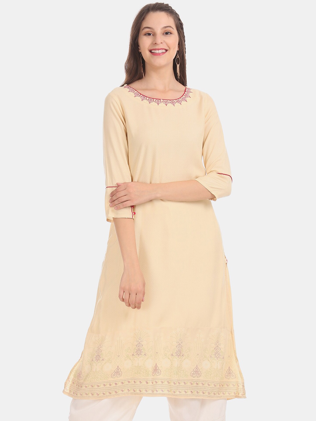 

Karigari Women Beige Solid Anarkali Kurta