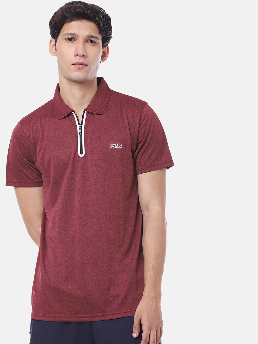 

FILA Men Maroon Solid Polo Collar T-shirt