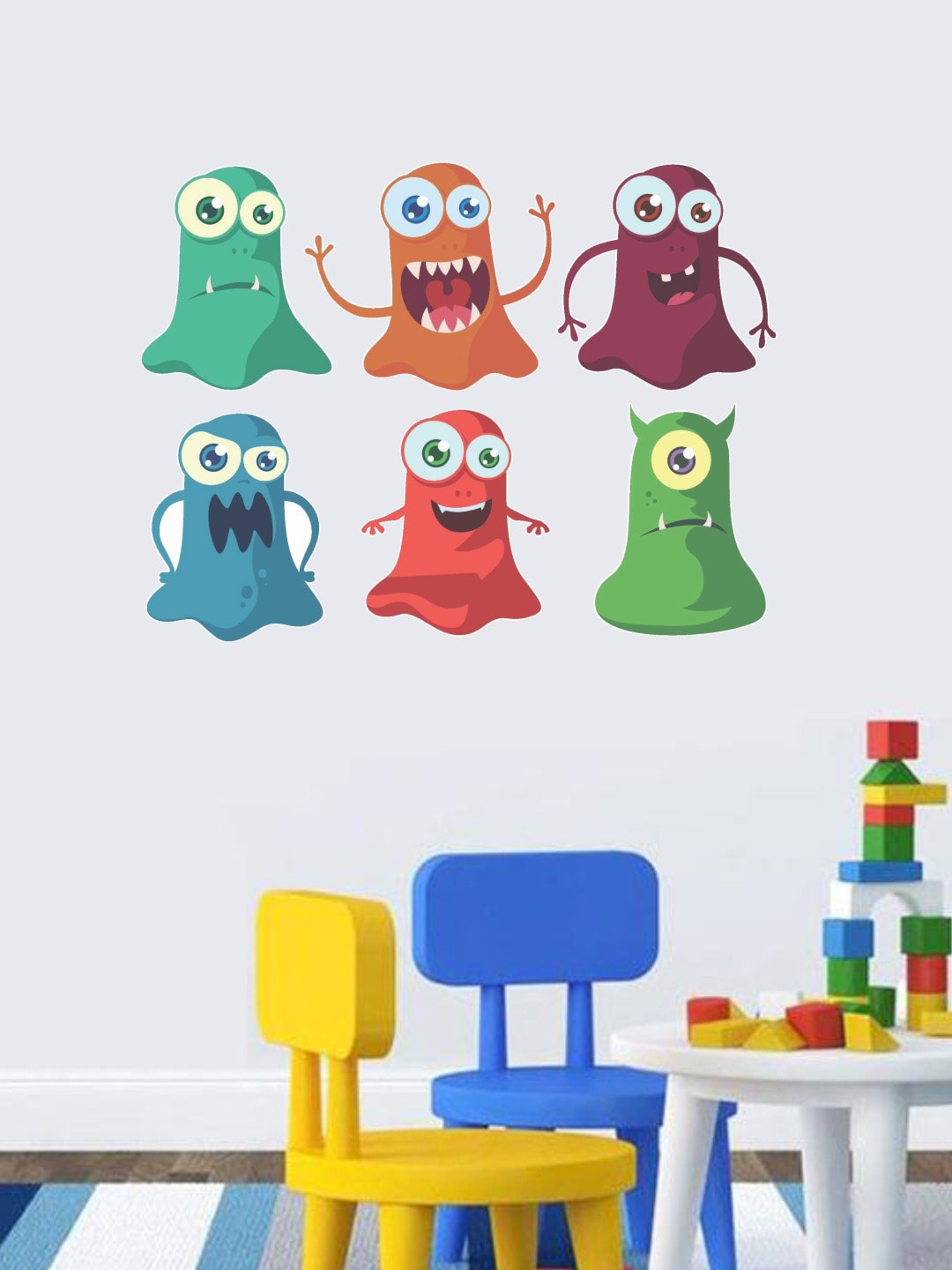 

rawpockets Multicolour Funny Faces Wall Stickers, Multi
