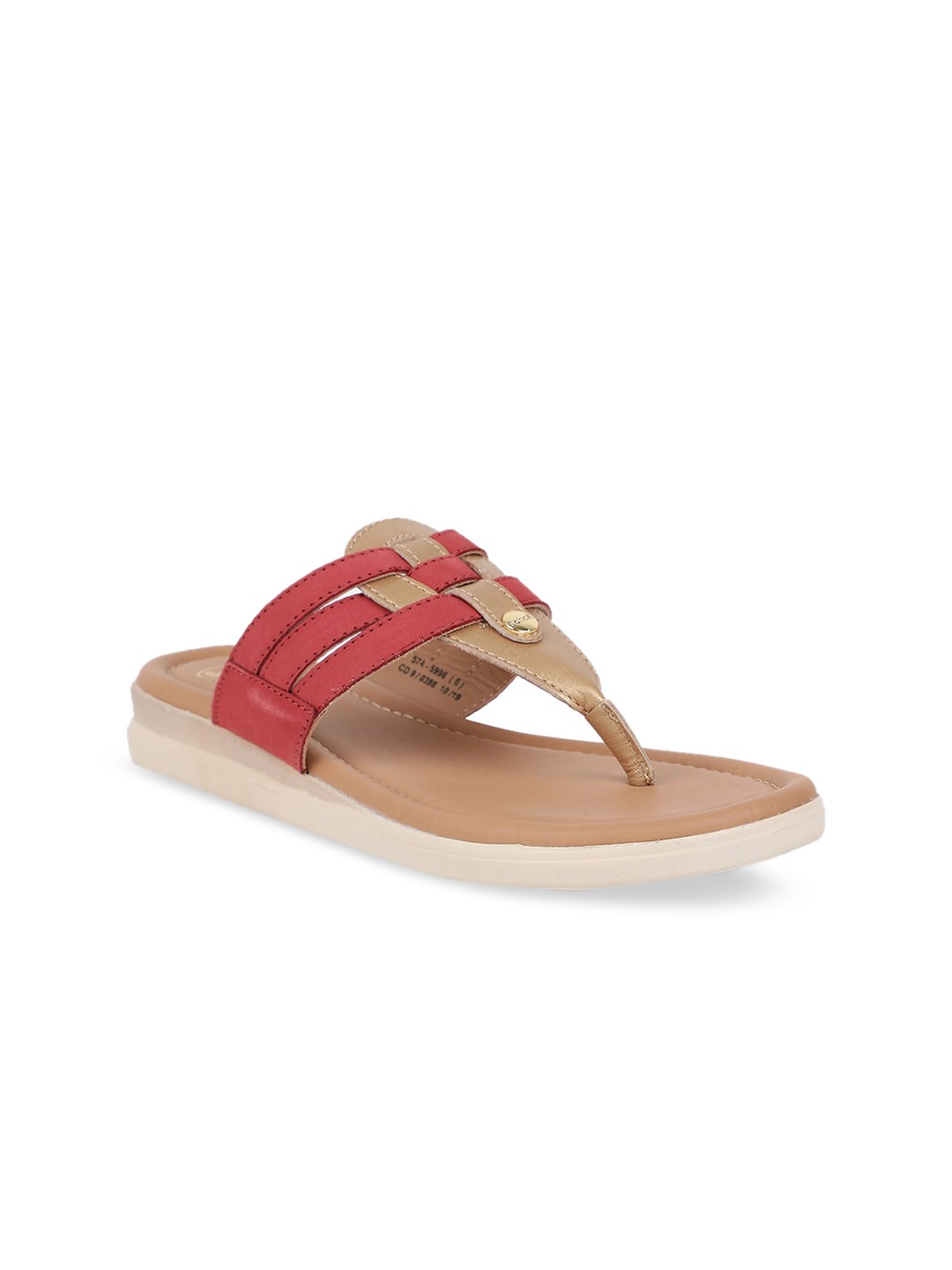 

Scholl Women Red & Beige Woven Design Leather Flatform Heels
