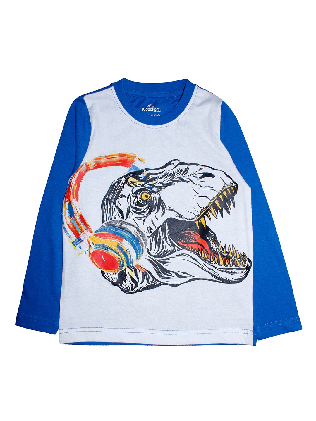 

KiddoPanti Boys Blue Printed Round Neck T-shirt