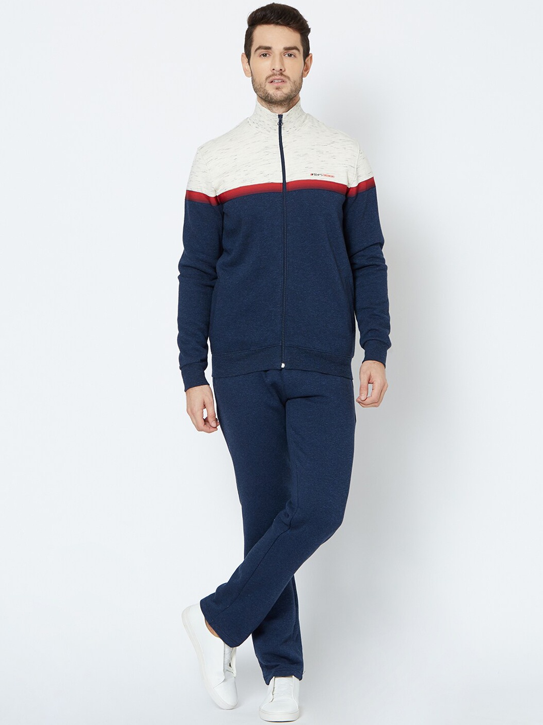 

Sweet Dreams Men Navy Blue & Off White Colourblocked Tracksuit