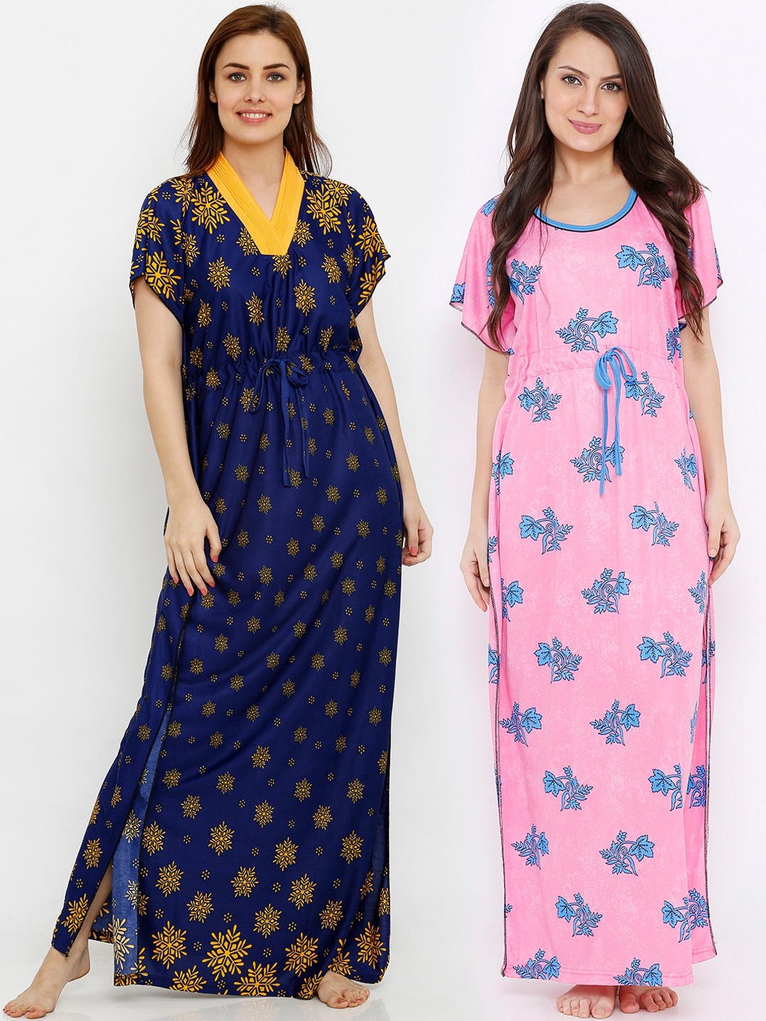 

Pretty Awesome Women Pack of 2 Printed Kaftan Maxi Nightdress, Navy blue
