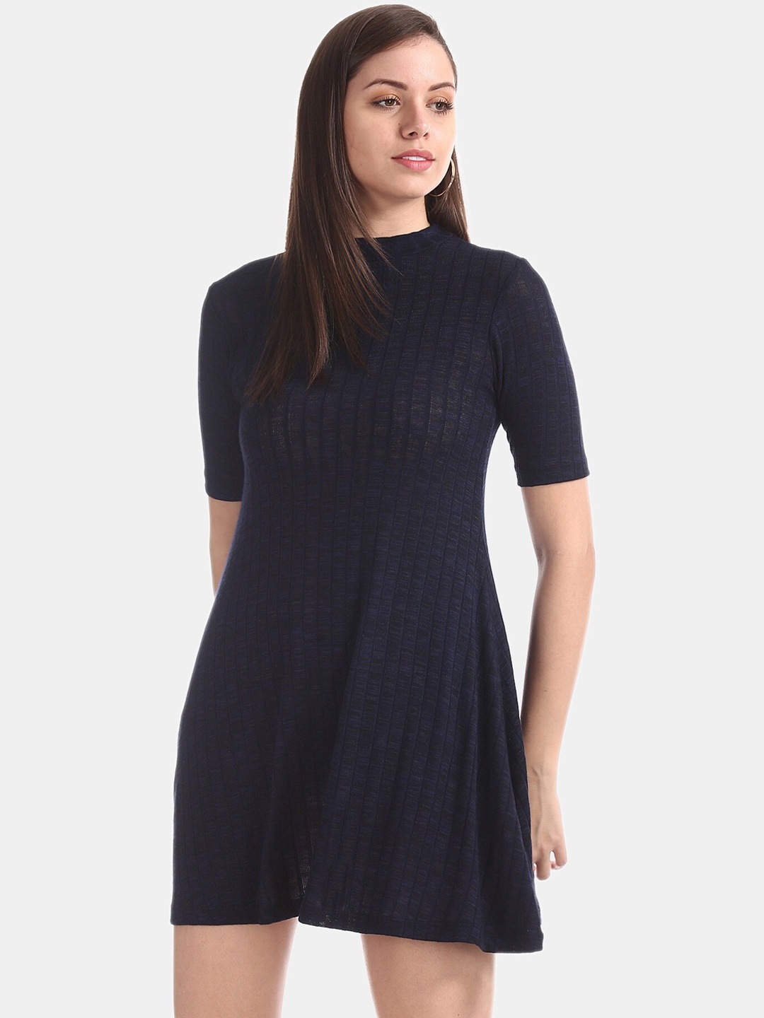 

Sugr Women Navy Blue Solid A-Line Dress