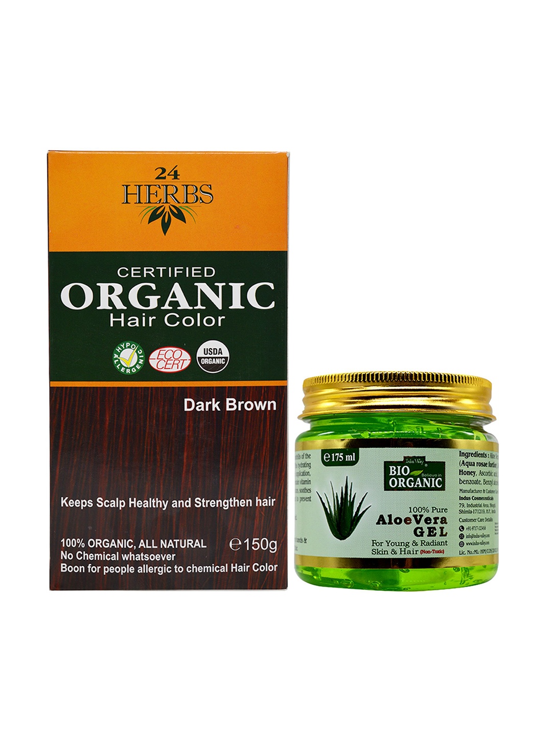 

Indus valley aloe vera gel & 24 herb dark brown combo