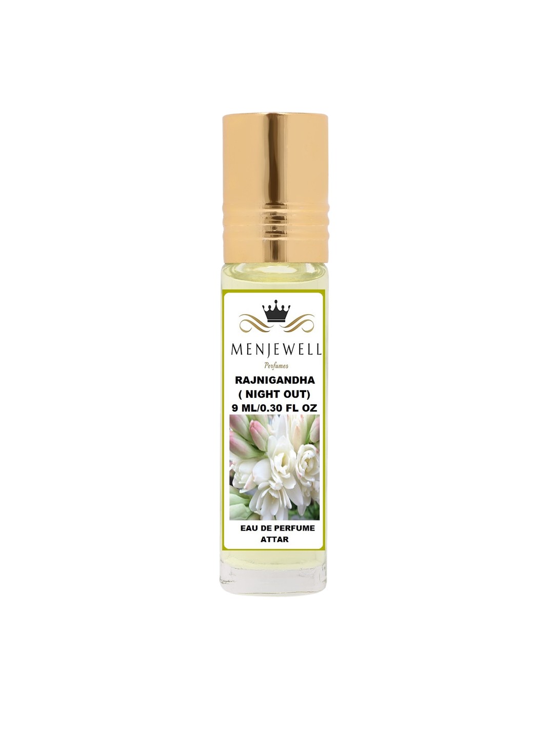 

Menjewell Rajnigandha Natural Eau de Parfum Attar 9ml, Transparent