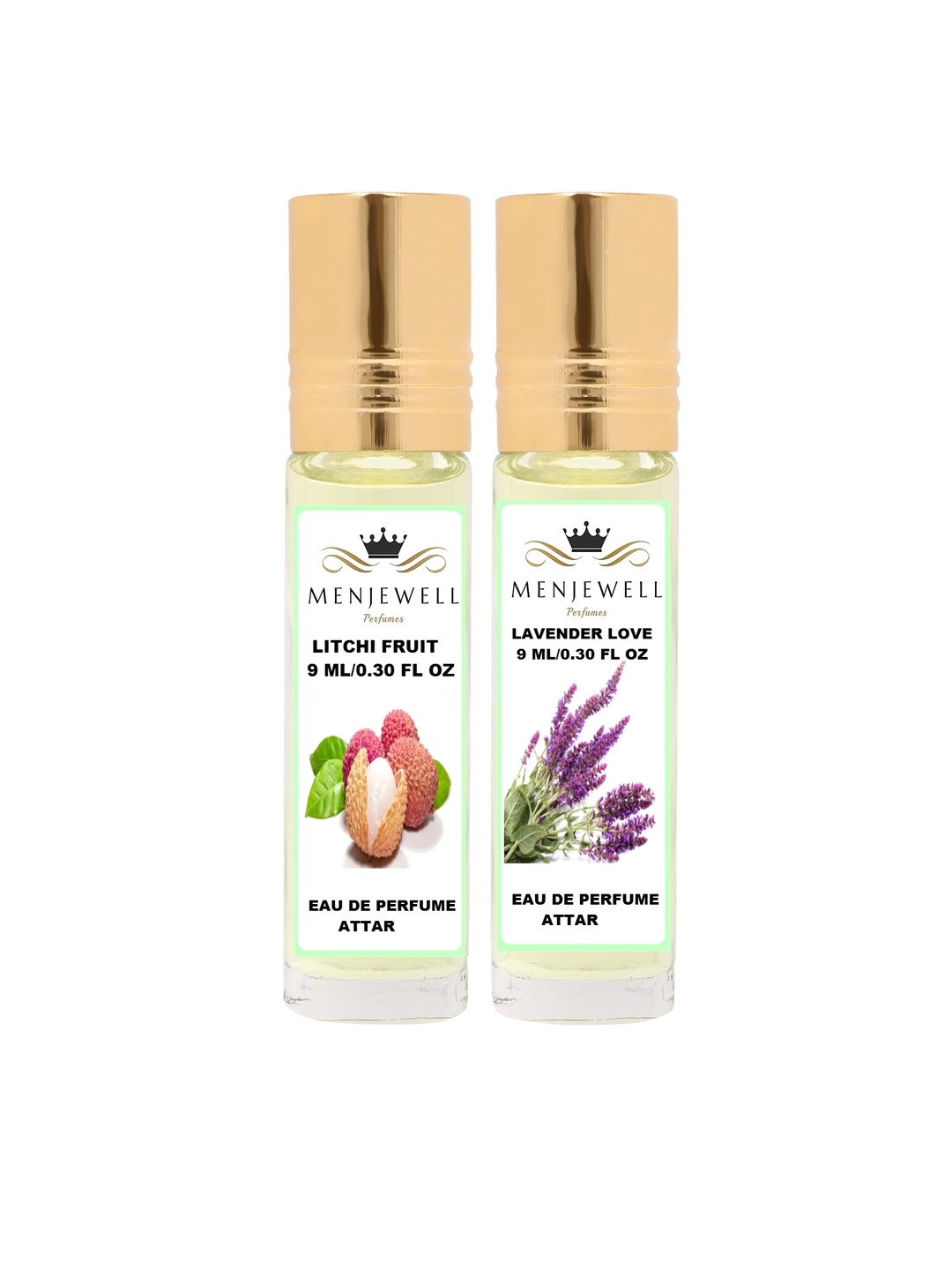 

Menjewell Litchi Fruit & Lavnder Love Attar Perfume Each 9ml, Transparent