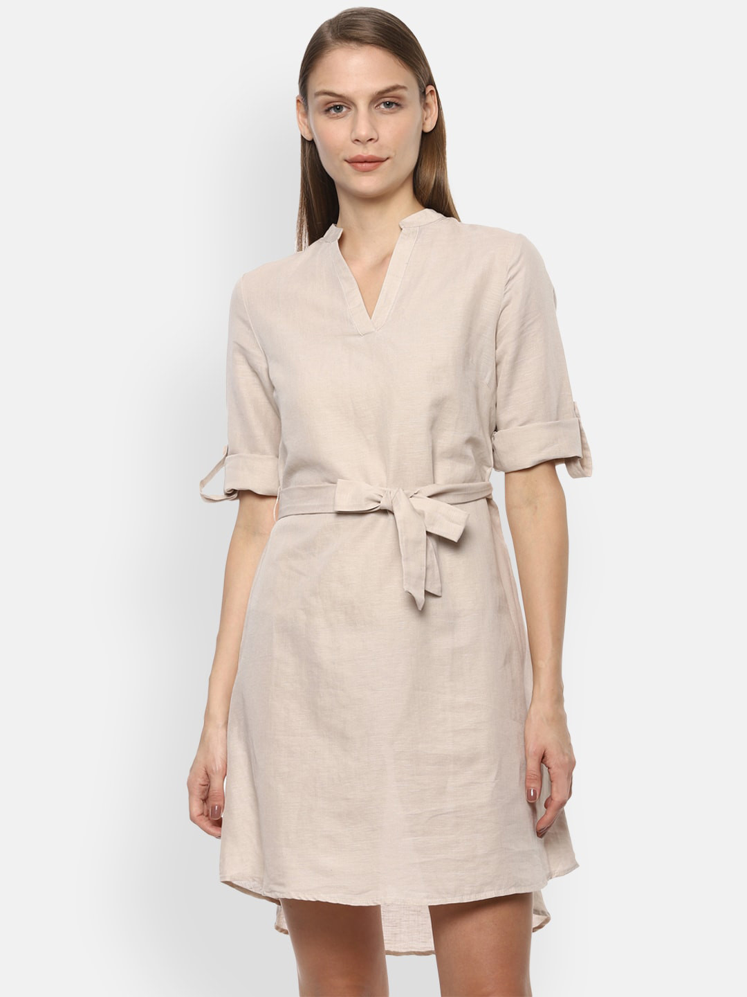 

Van Heusen Woman Women Beige Solid A-Line Dress