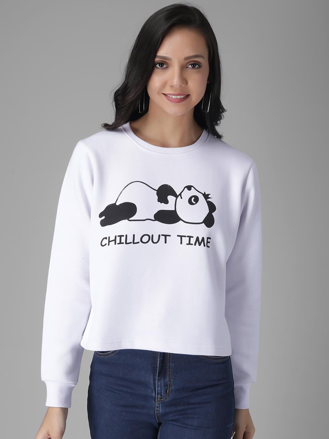 

Kotty Women White Printed Sweatshirt
