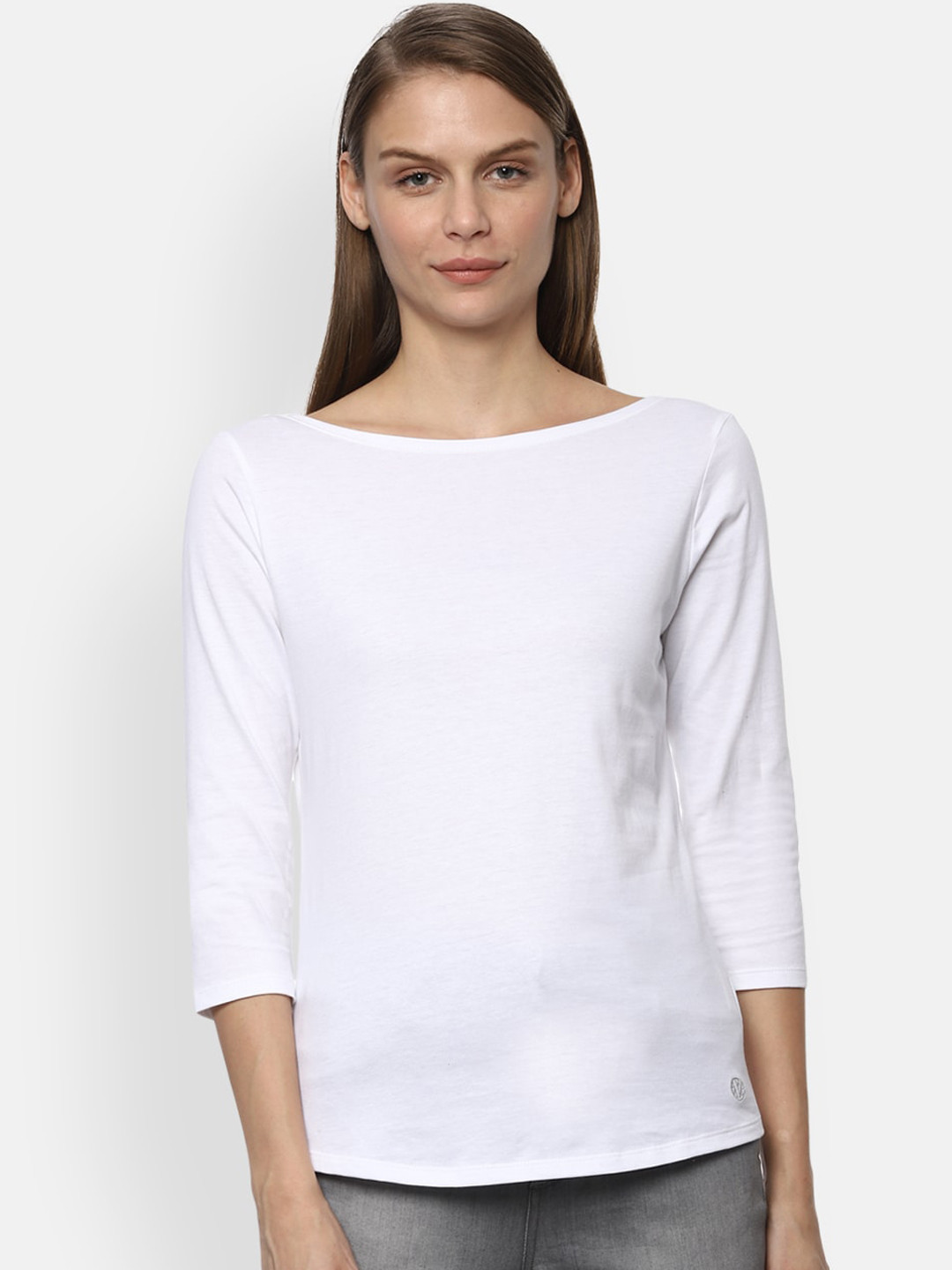 

Van Heusen Women White Solid Pure Cotton Top
