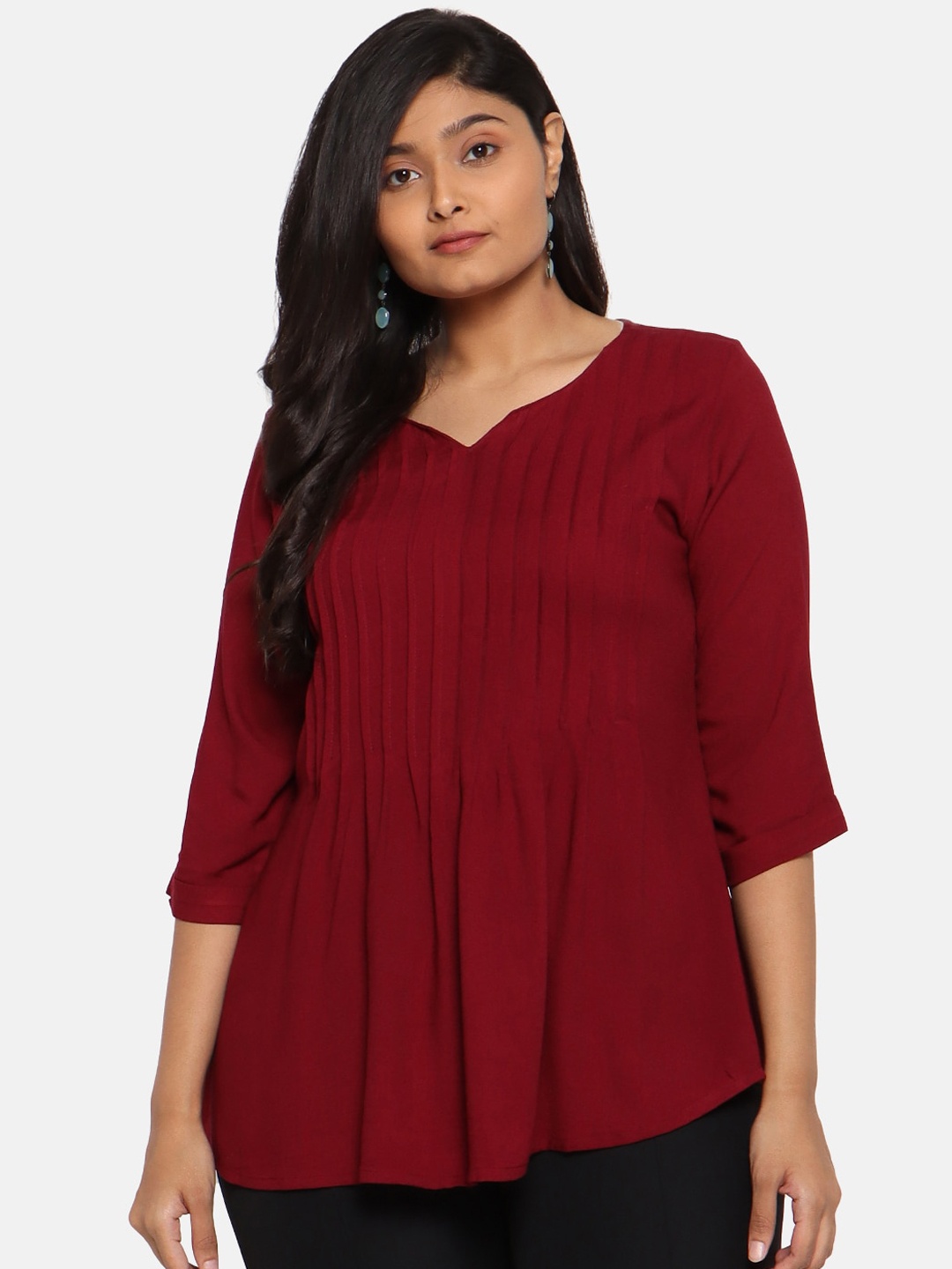 

The Pink Moon Women Burgundy Solid Top