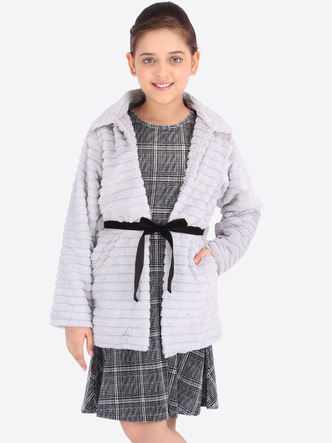 

CUTECUMBER Girls Grey Checked A-Line Dress