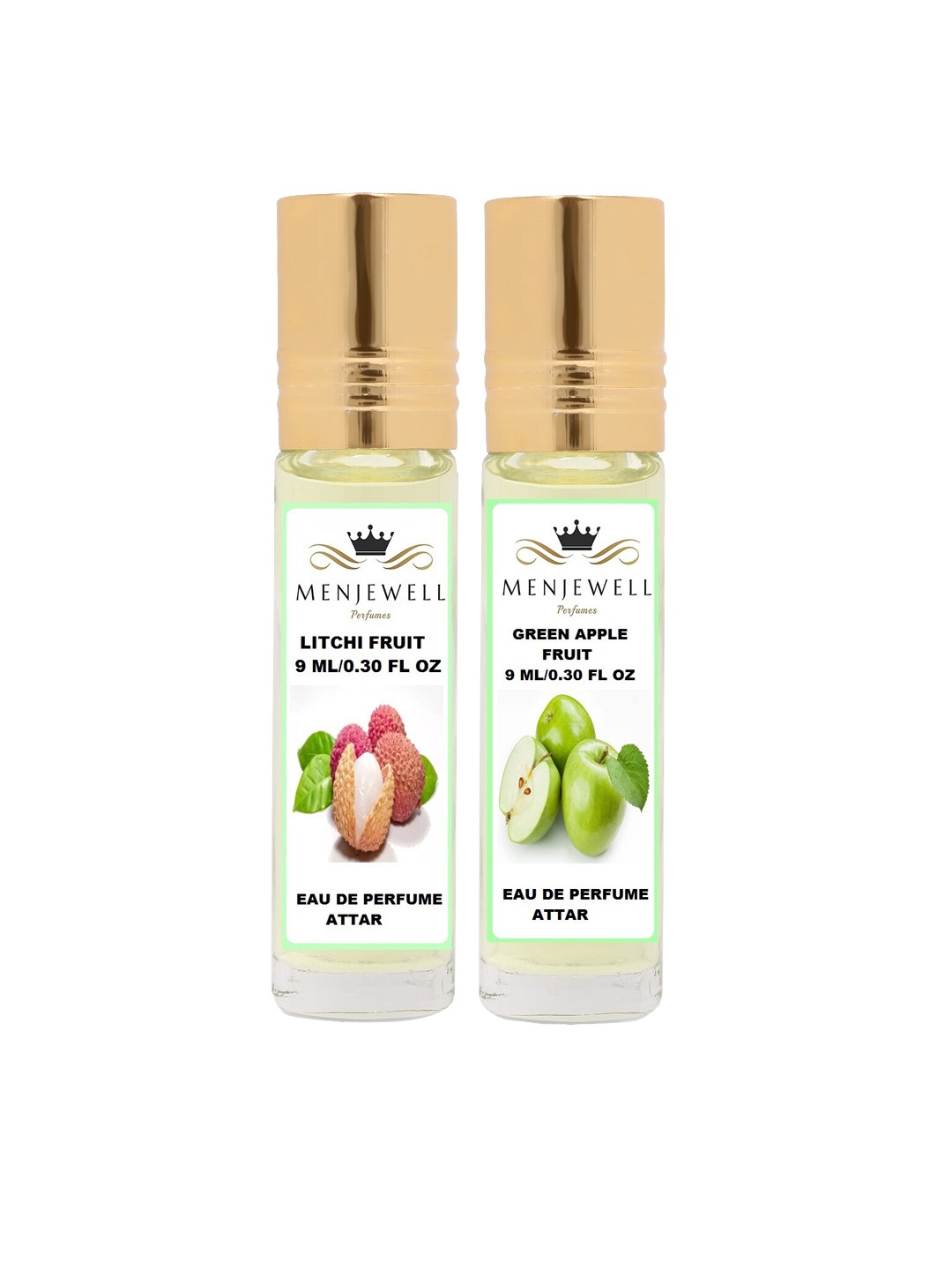 

Menjewell Litchi & Greenapple Attar Perfume Each 9ml, Transparent