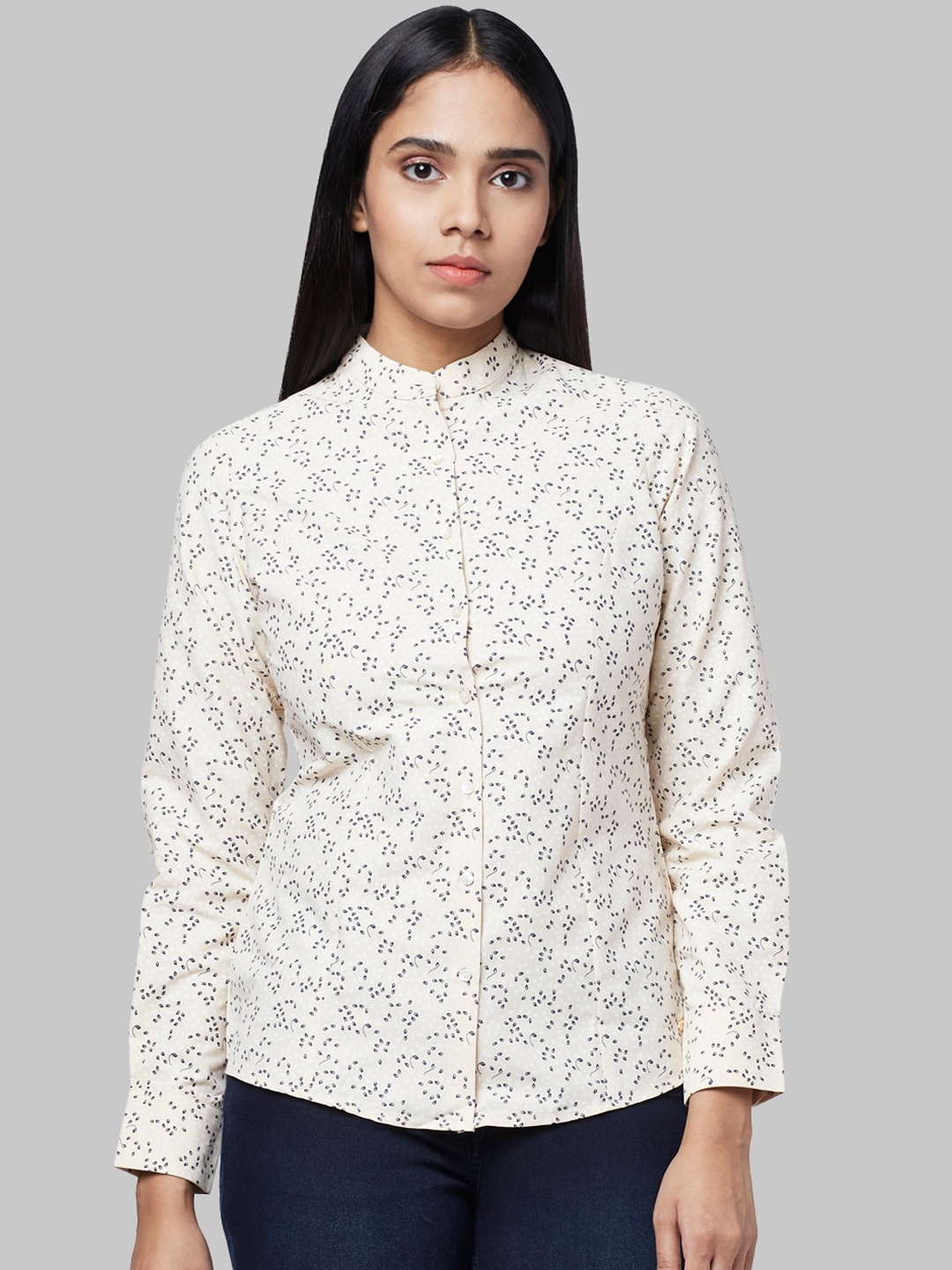 

Park Avenue Woman Beige Regular Fit Printed Casual Shirt