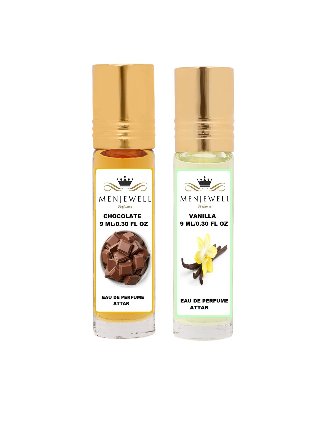 

Menjewell Pack of 2 Vanilla & Chocolate Floral Attar, Transparent