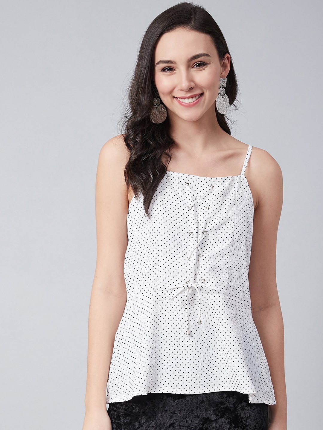 

RARE Women White & Black Printed A-Line Top