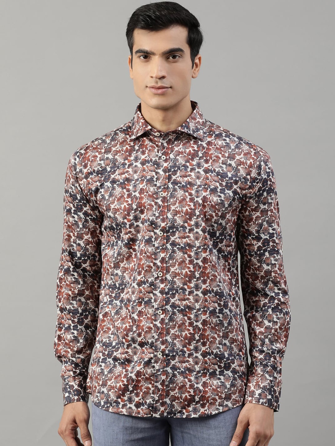 

HARSAM Men Brown Slim Fit Printed Casual Shirt