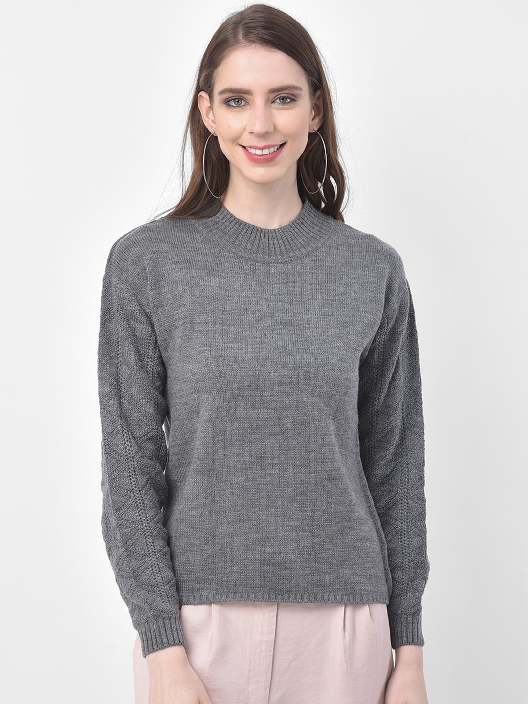 

Latin Quarters Women Grey Solid Pullover Sweater