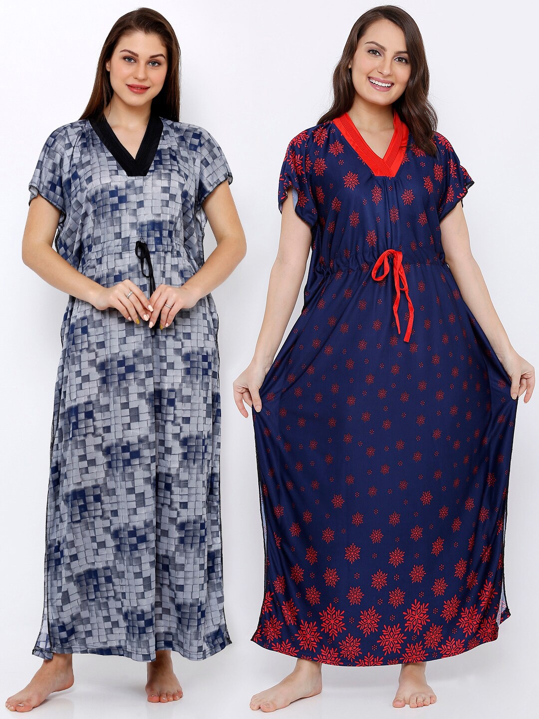 

Pretty Awesome Pack Of 2 Printed Nightdress PTCMB31, Blue
