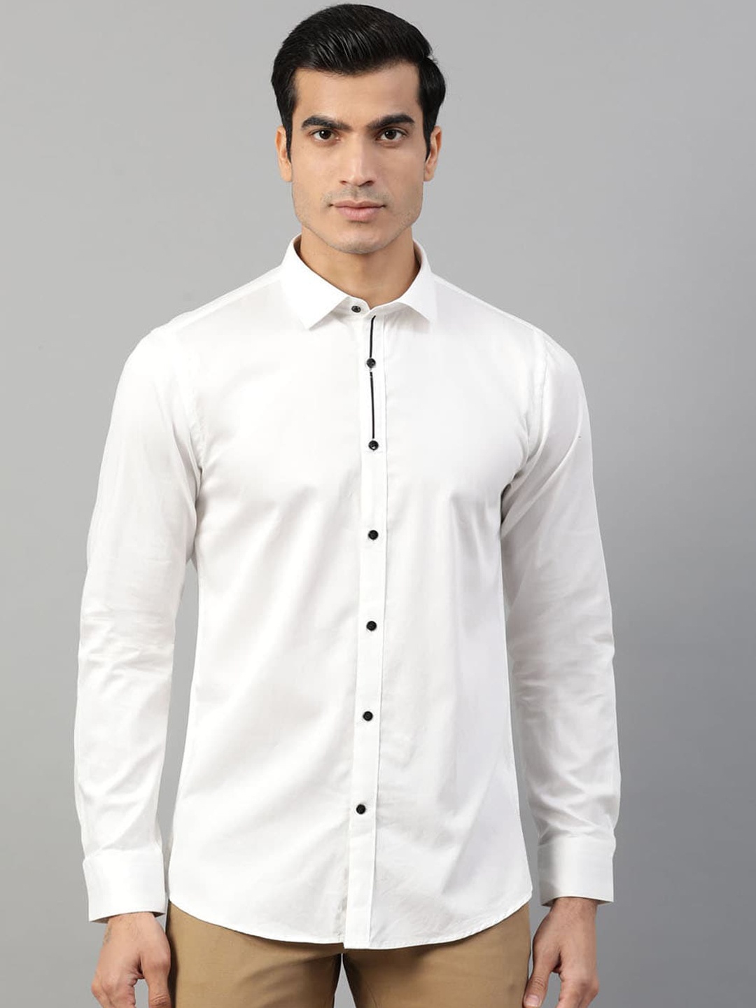

HARSAM Men White Regular Fit Solid Casual Shirt