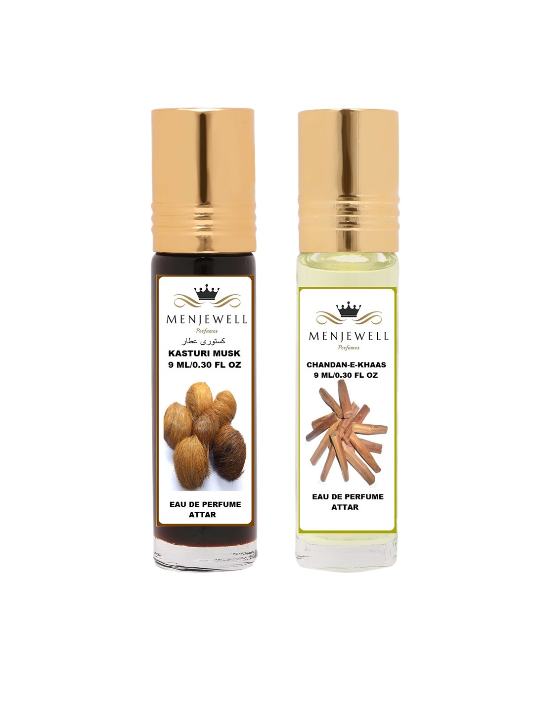 

Menjewell Pack of 2 Kasturi Musk & Chandan Floral Attar, Transparent