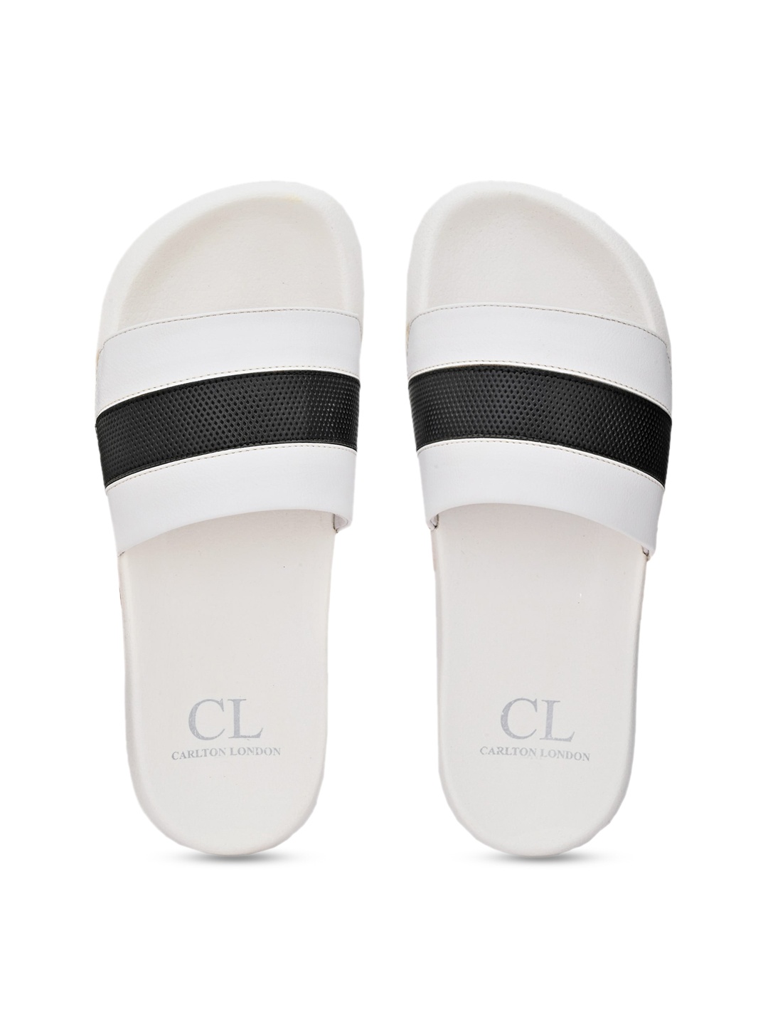 

Carlton London Men White & Black Colourblocked Sliders