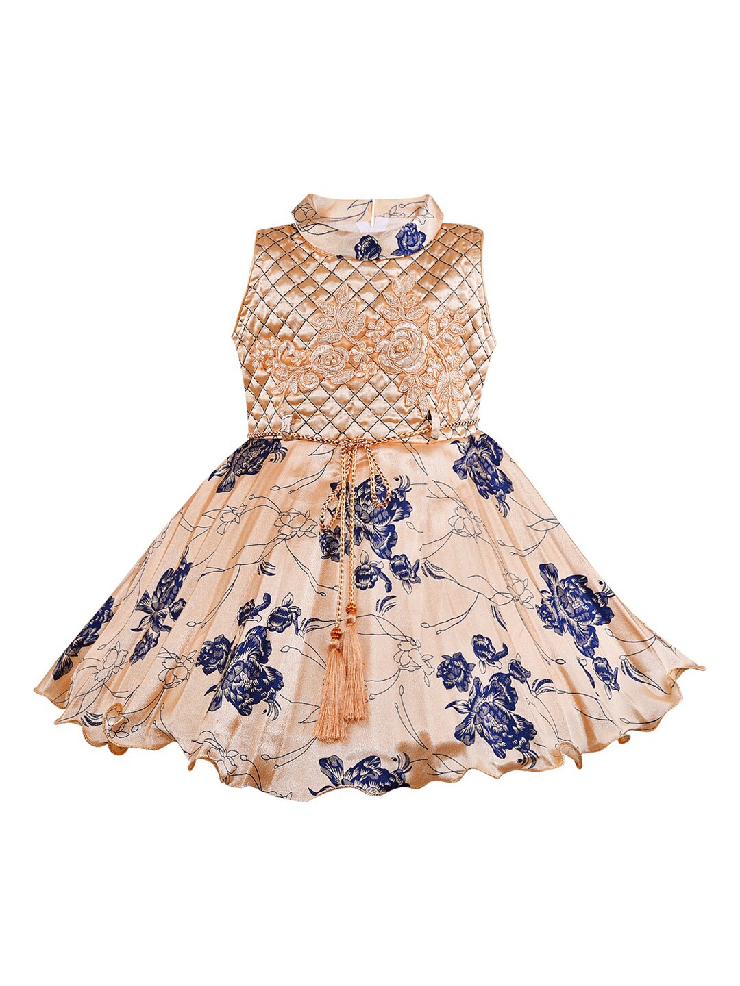 

Wish Karo Girls Beige Printed Fit and Flare Dress
