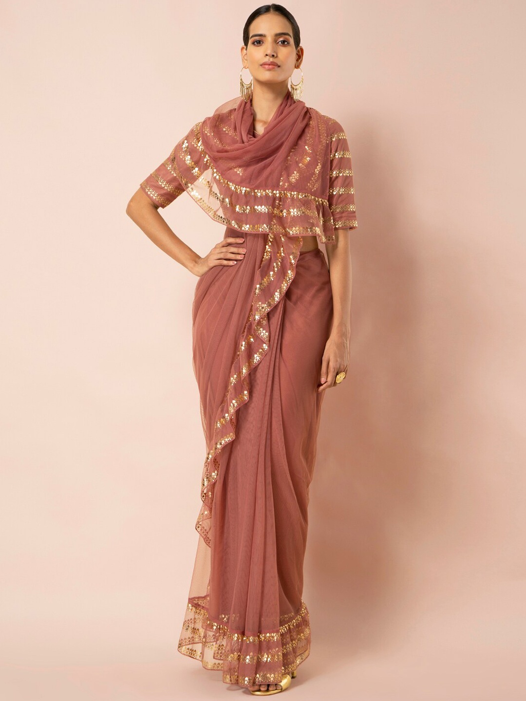 

Ruffled Saree Skirt, Pink