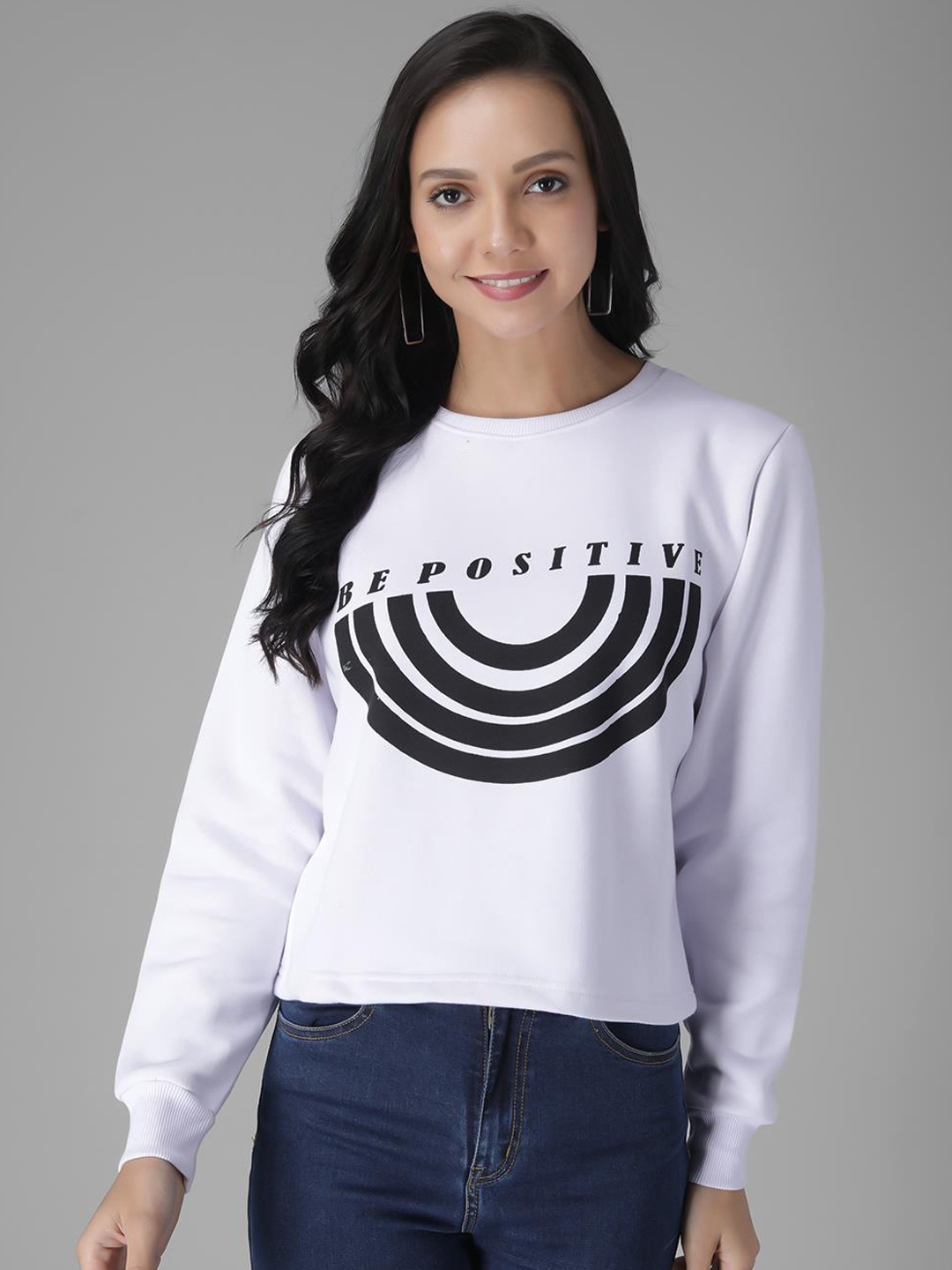 

Kotty Women White Striped Sweatshirt