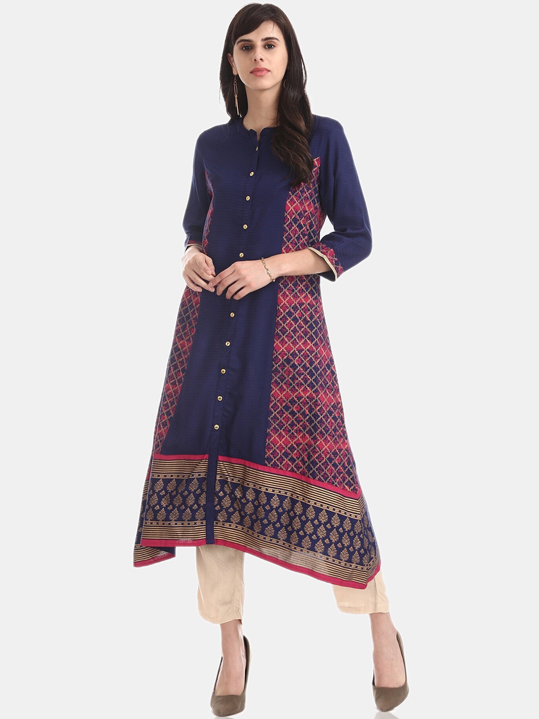 

Anahi Women Blue & Pink Printed A-Line Kurta