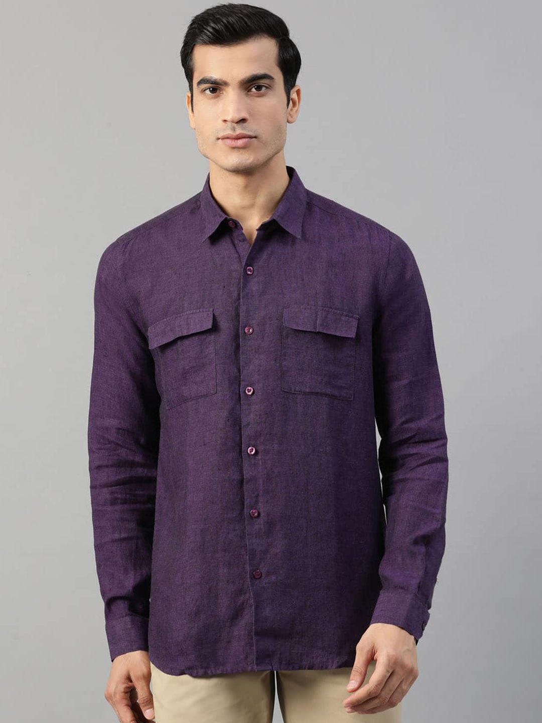 

HARSAM Men Purple Casual Shirt