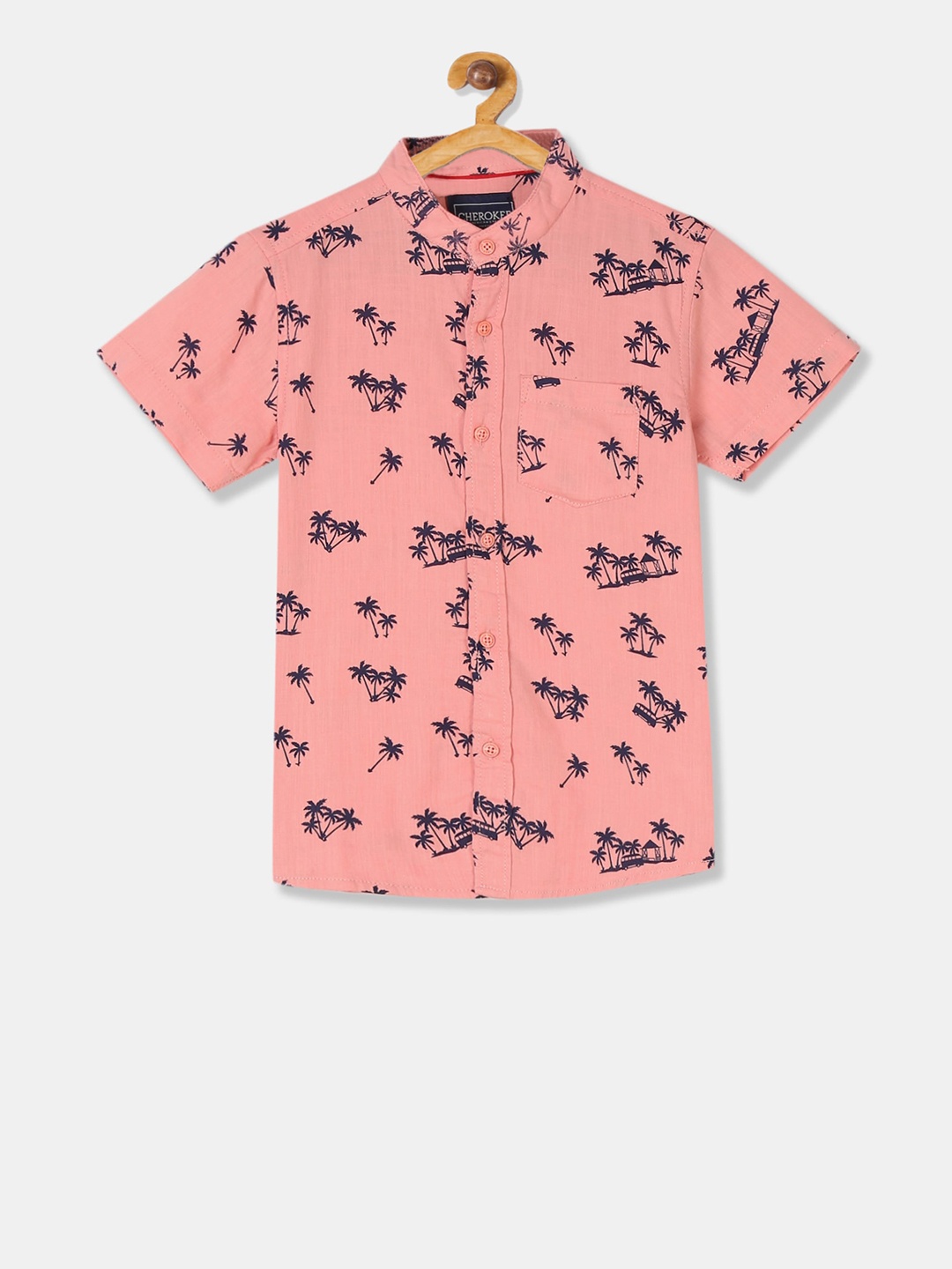 

Cherokee Boys Peach-Coloured Regular Fit Printed Casual Shirt