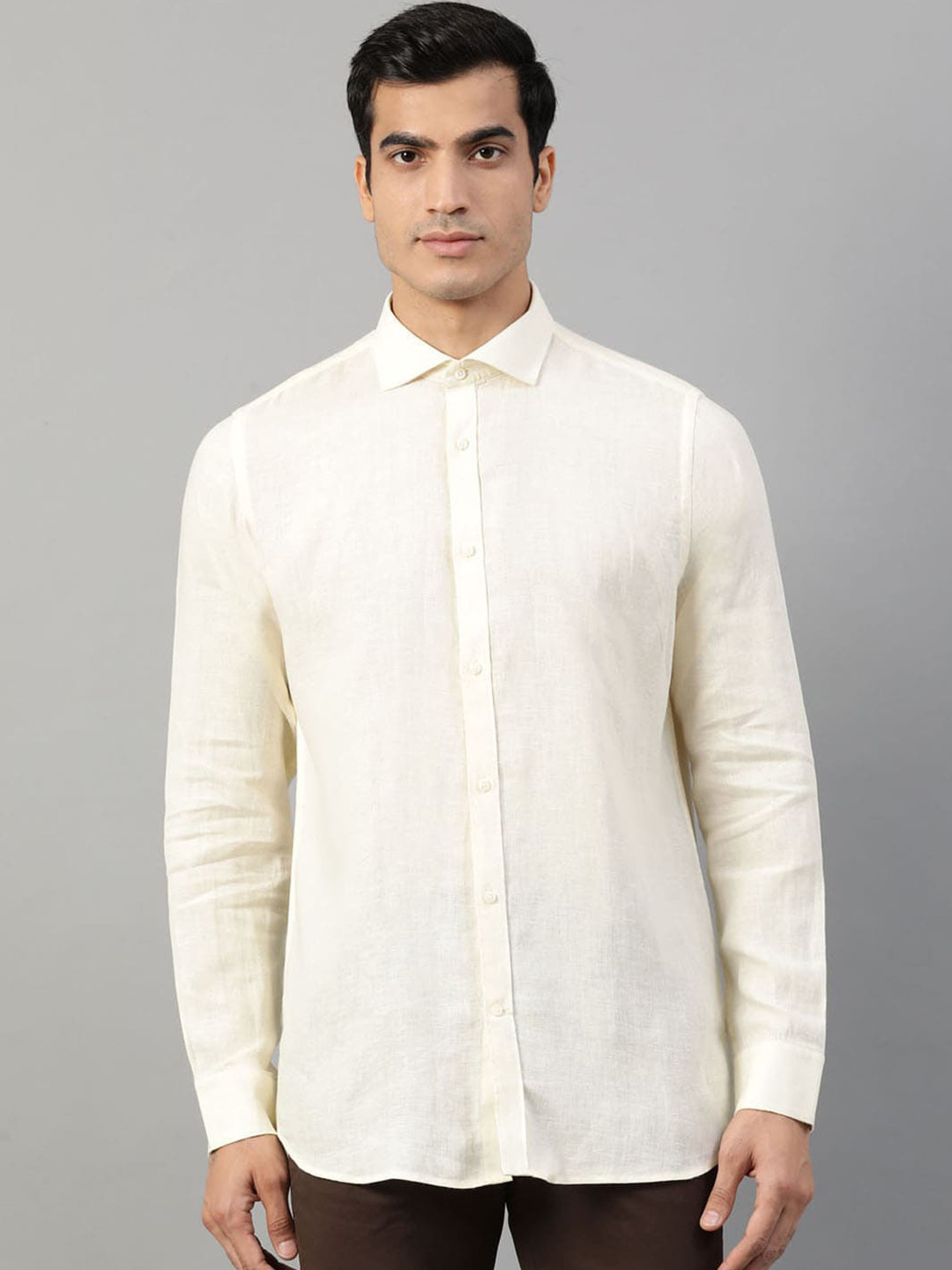 

HARSAM Men Yellow Slim Fit Solid Formal Shirt