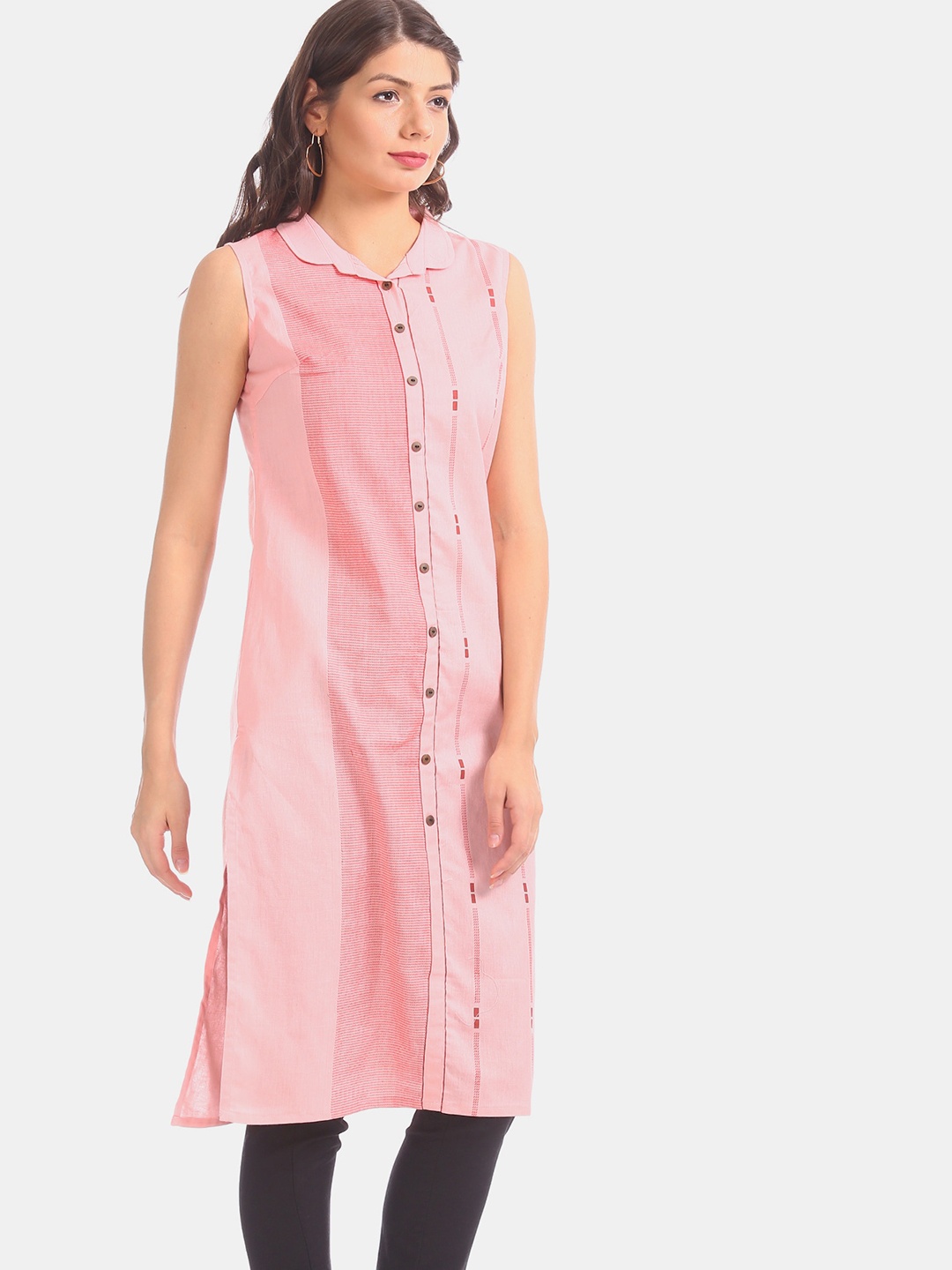 Karigari Women Pink Printed Straight Kurta