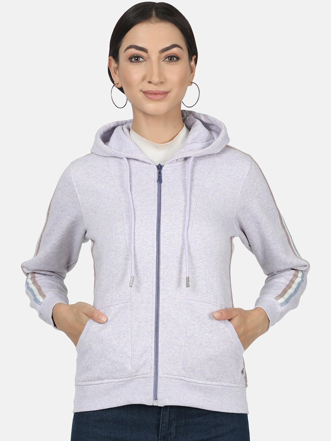 

Monte Carlo Women Lavender Solid Hooded Sweatshirt