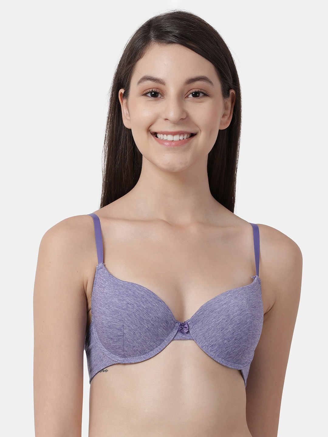 

Susie Purple Solid Under-Wired Lightly Padded Plunge Bra SQ1006-Purple